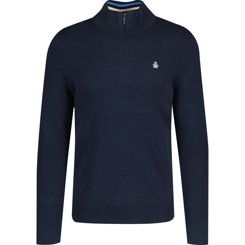 Original Penguin Retro Tipped Half Zip Sweatshirt - Dark Sapphire