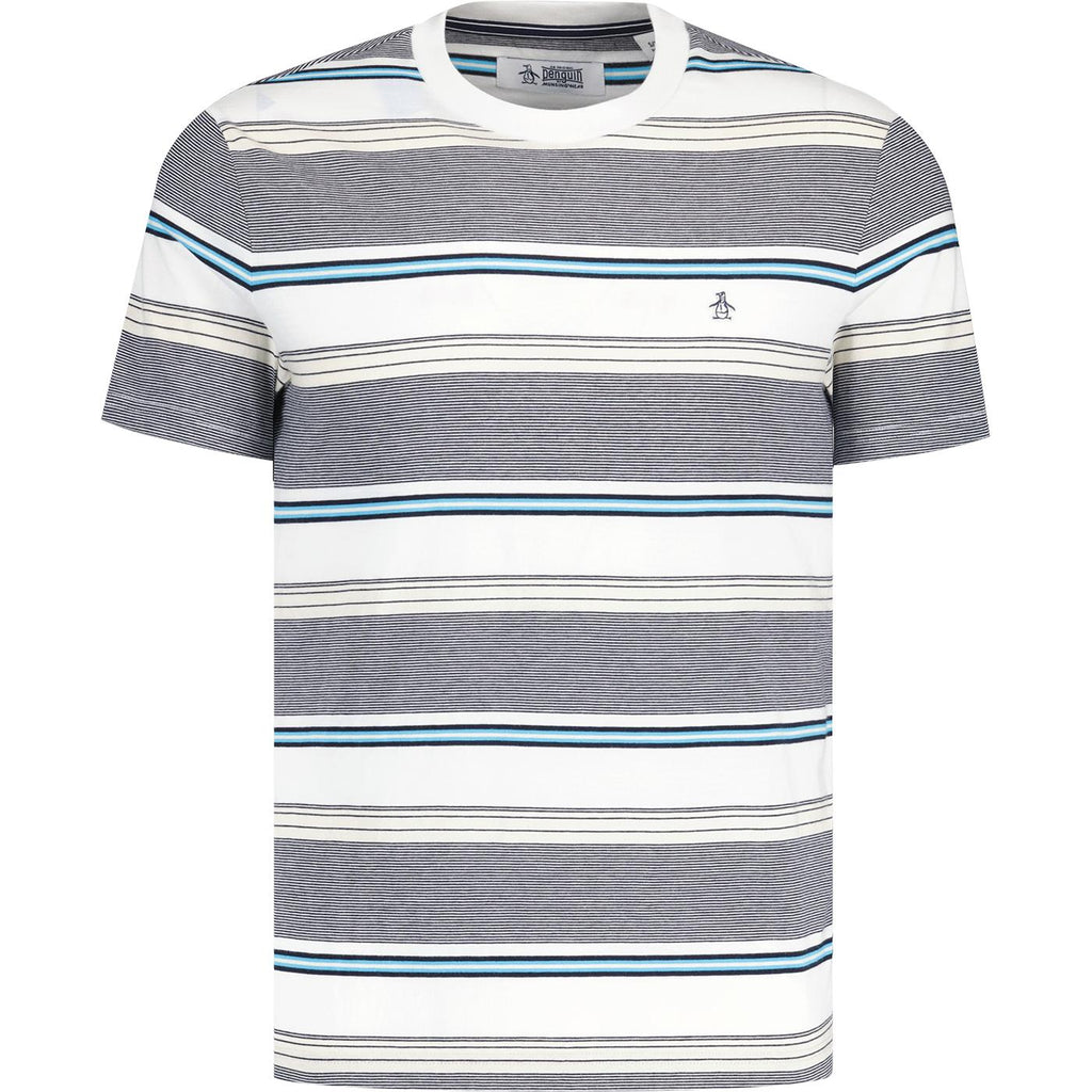 Original Penguin Multi Stripe Jersey Organic Cotton T-Shirt - Bright White