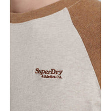 Superdry Organic Cotton Essential Logo Baseball T-Shirt - Oat Cream Marl/Buck Tan Marl