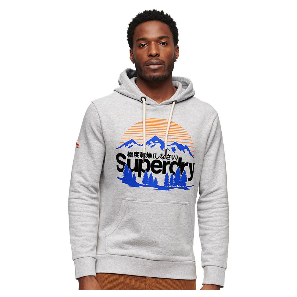 Superdry Great Outdoors Graphic Hoodie - Flake Grey Marl