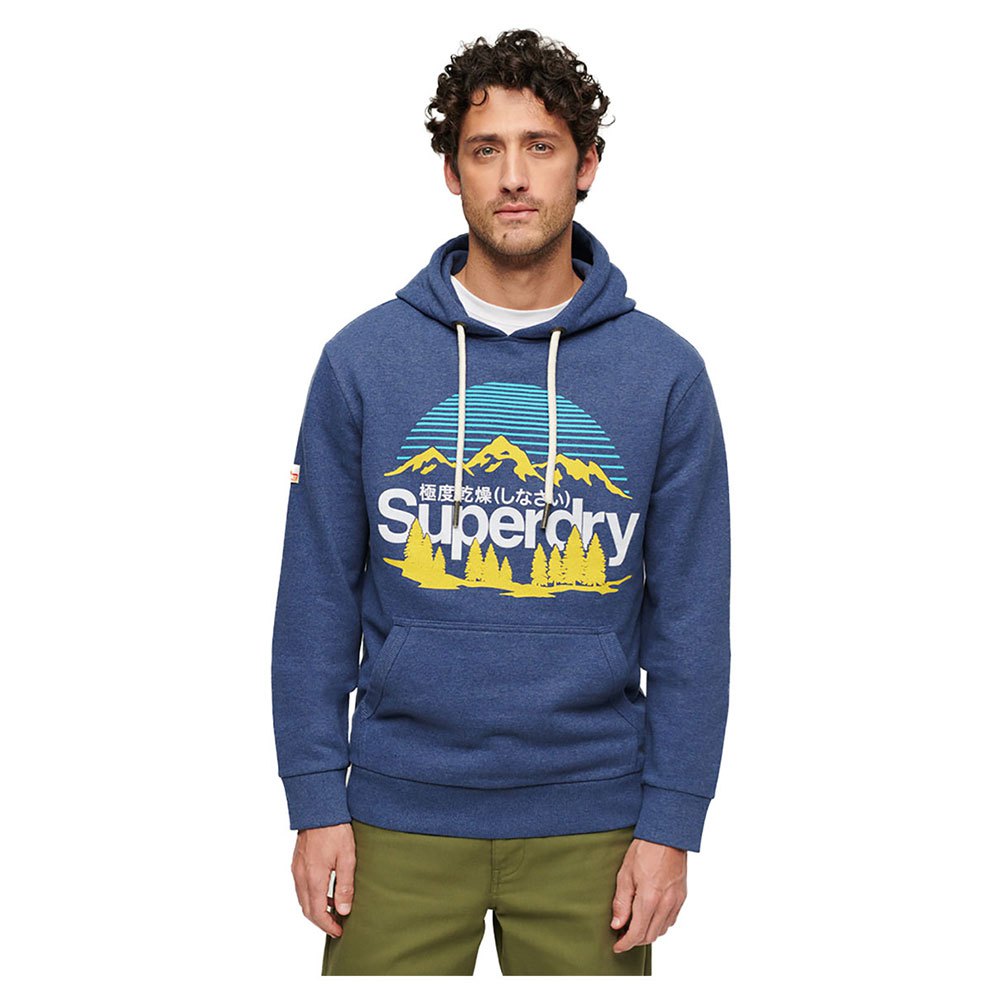 Superdry Great Outdoors Graphic Hoodie - Jeans Blue Marl