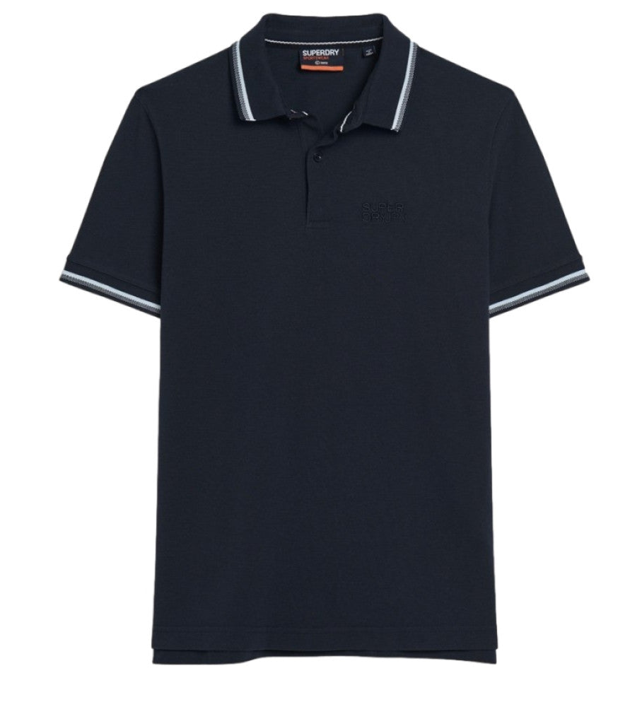 Superdry Sportswear Relaxed Tipped Polo Shirt - Eclipse Navy