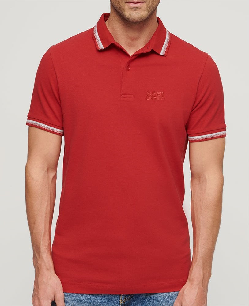 Superdry Sportswear Relaxed Tipped Polo Shirt - Apple Red