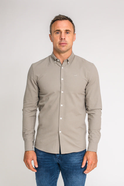 XV KINGS Tesoni Oxford Long Sleeved Shirt - Olive Mist
