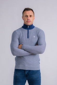 XV KINGS Tullow Half Zip Sweater - Petrol Blue Knit