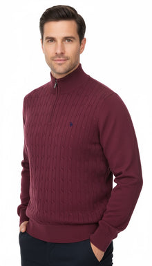 Tom Penn Half Zip Sweater - Burgundy