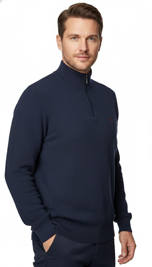 Tom Penn Half Zip Sweater - Navy