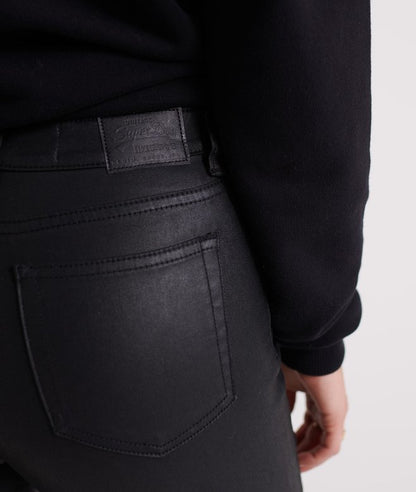 Ladies Superdry Sophia Coated Skinny Jeans - Waxed Black