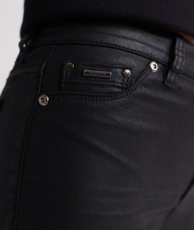 Ladies Superdry Sophia Coated Skinny Jeans - Waxed Black