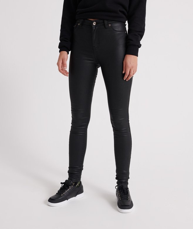 Ladies Superdry Sophia Coated Skinny Jeans - Waxed Black