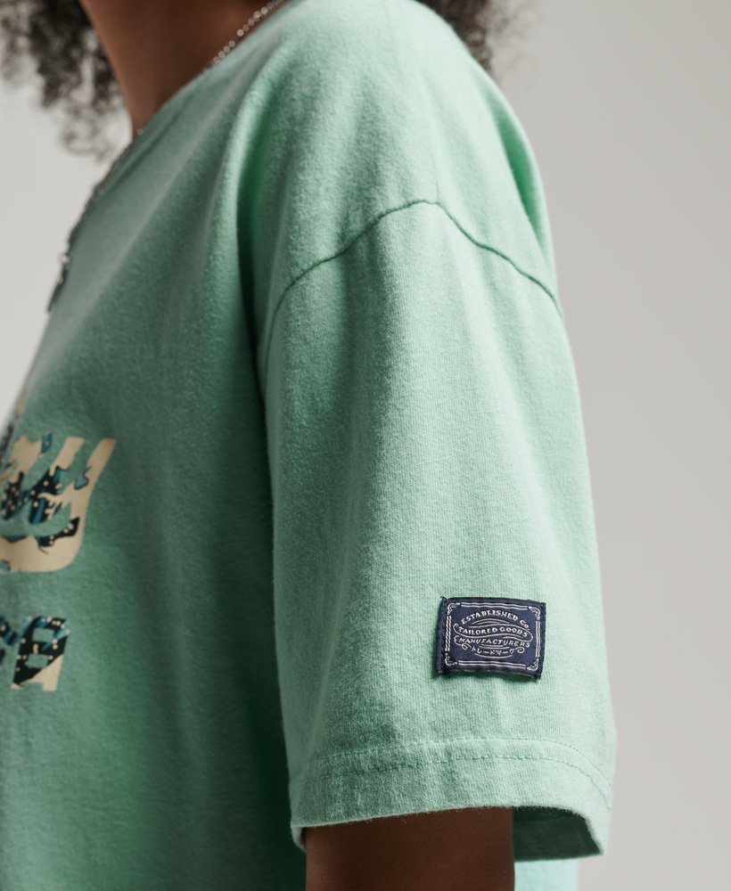 Ladies Superdry Vintage Logo Narrative T-Shirt - Fresh Mint