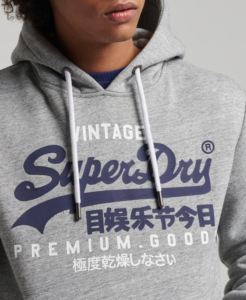 Superdry Organic Cotton Vintage Logo Hoodie - Grey Marl