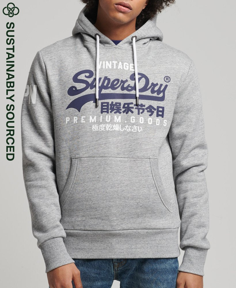 Superdry Organic Cotton Vintage Logo Hoodie - Grey Marl