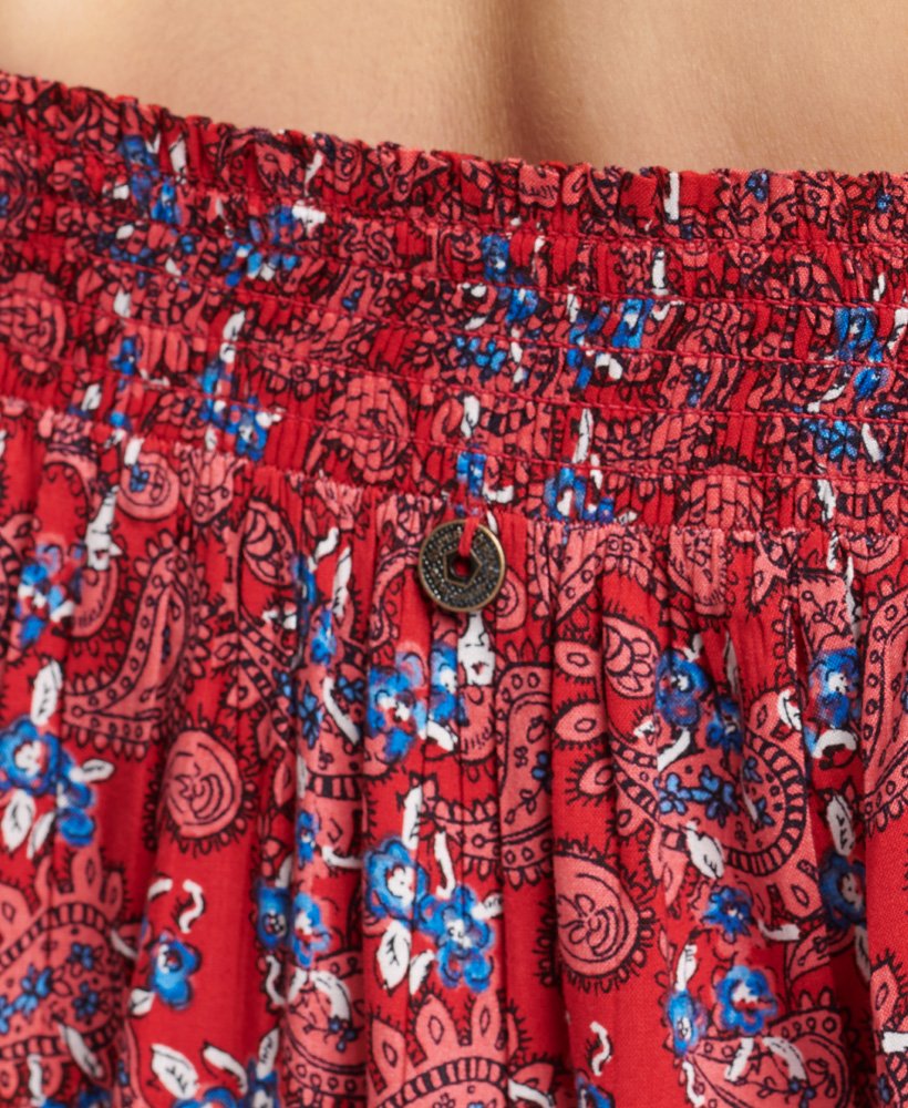 Ladies Superdry Vintage Off Shoulder Woven Top - Paisley Red