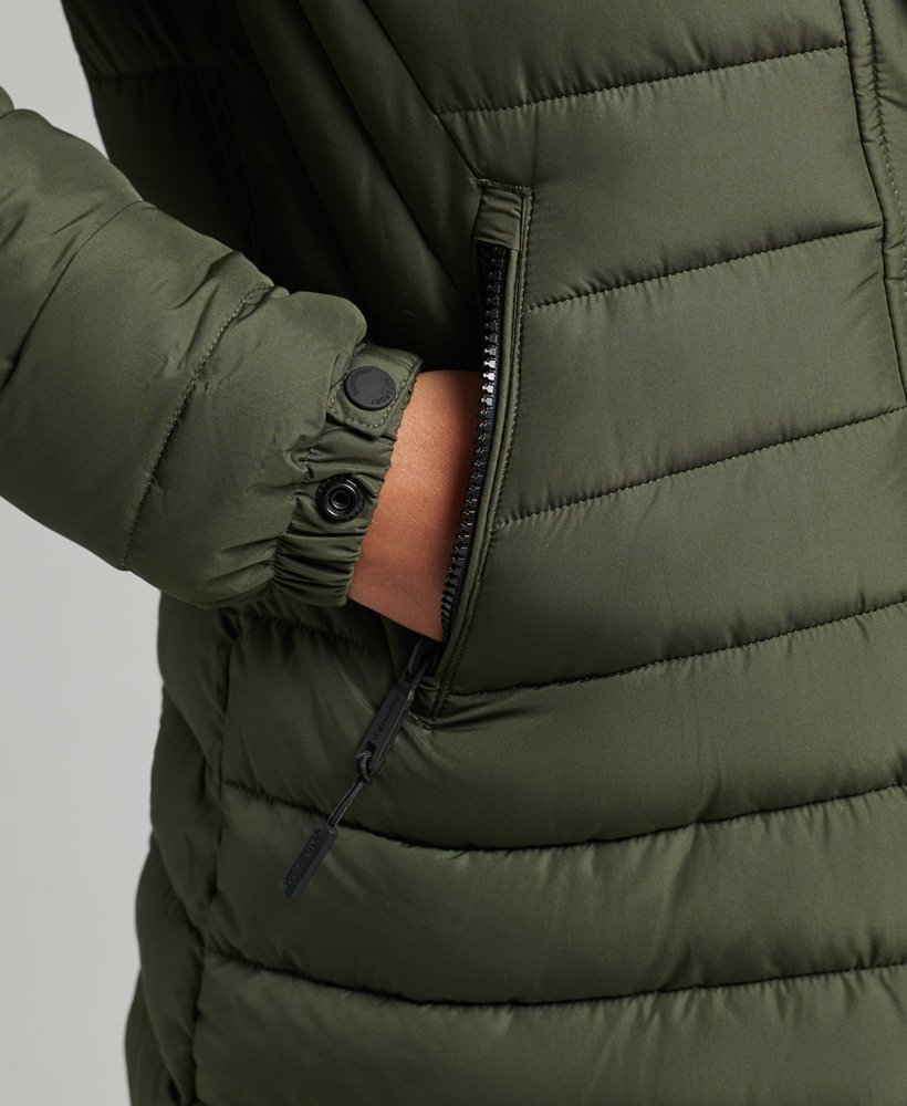 Ladies Superdry Fuji Hooded Mid Length Puffer Jacket - Dark Moss Green –  Watson Menswear