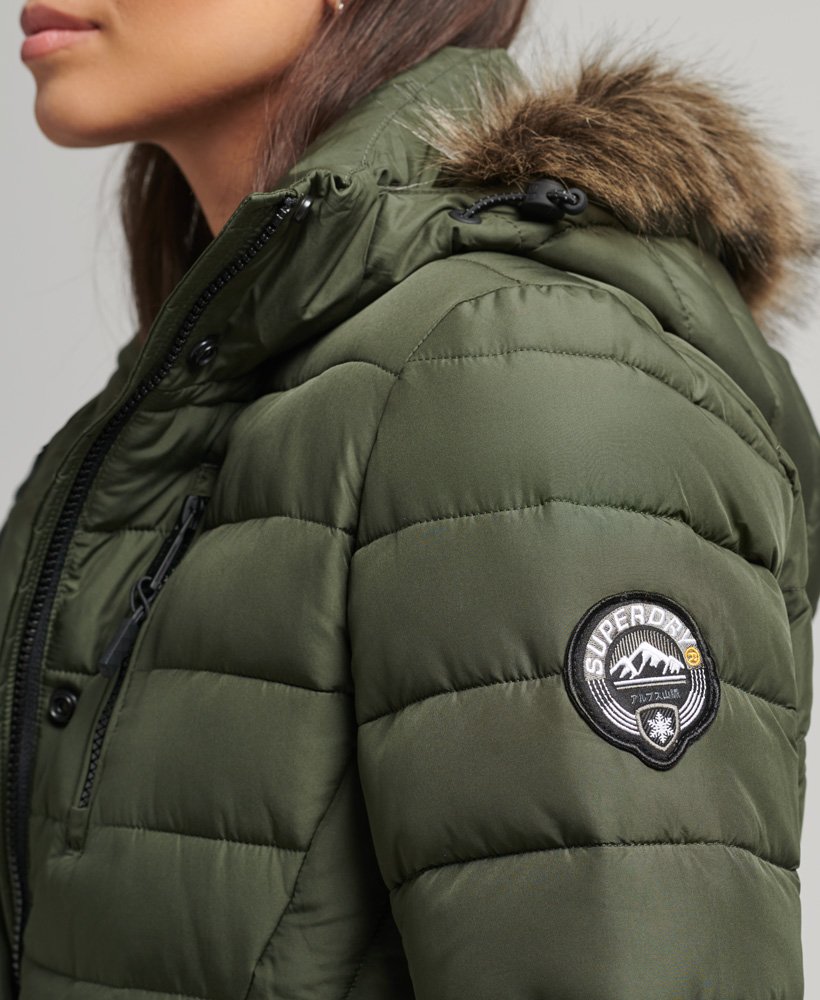 Ladies Superdry Fuji Hooded Mid Length Puffer Jacket - Dark Moss Green –  Watson Menswear