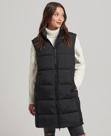 Ladies Superdry Studios Longline Quilted Gilet - Black