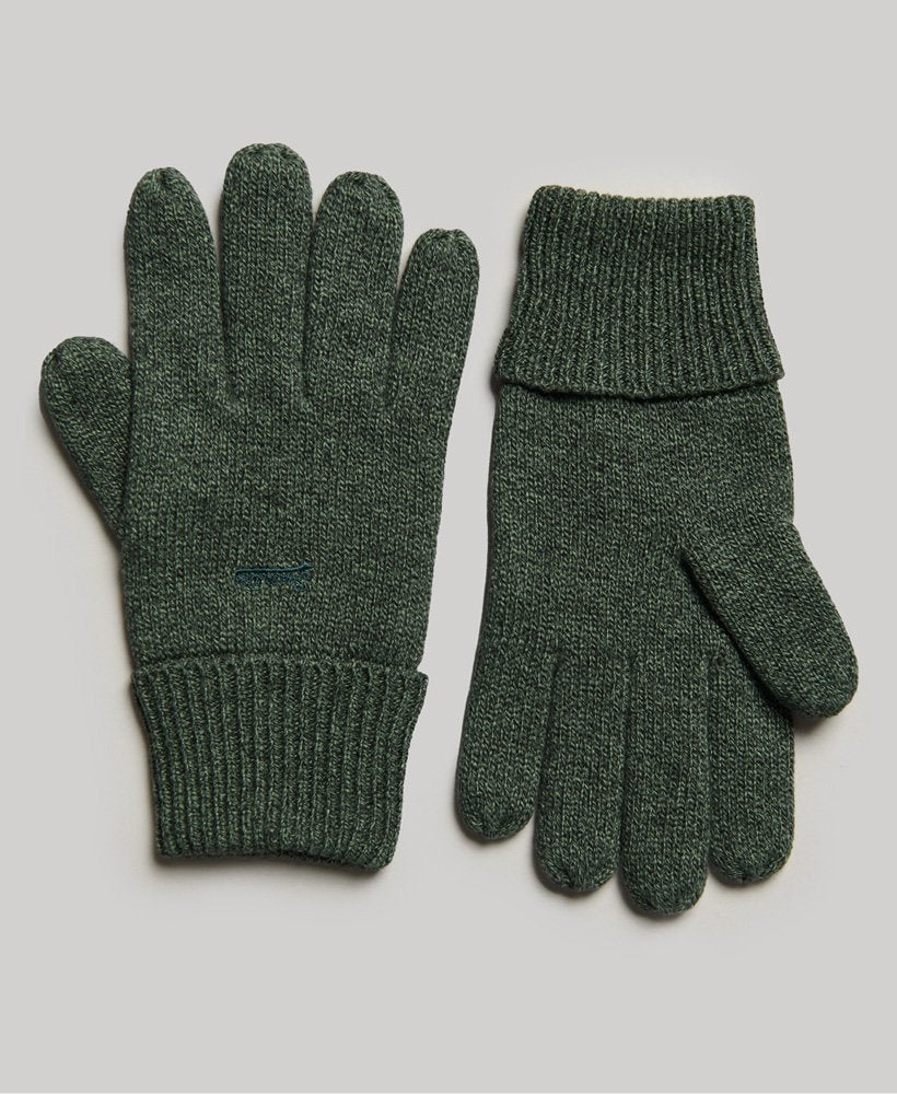 Superdry Knitted Logo Gloves - Charcoal Marl