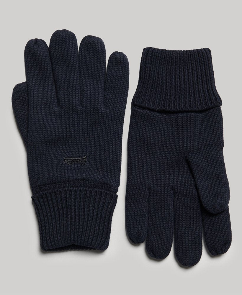 Superdry Knitted Logo Gloves - Navy