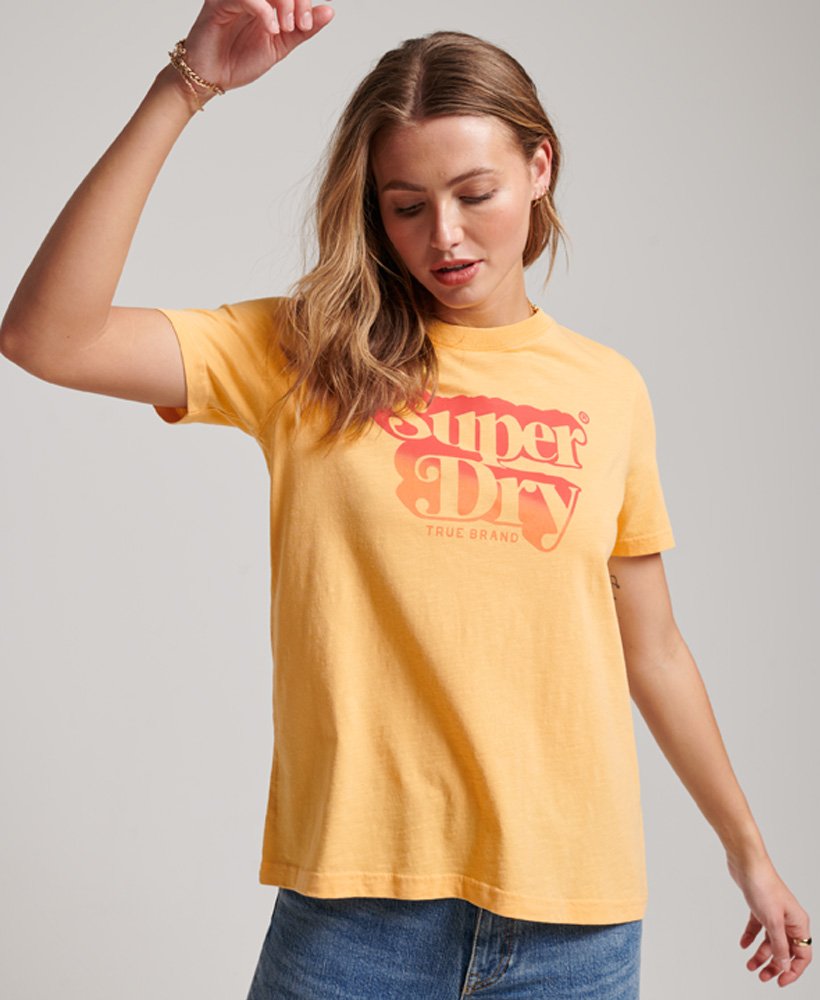 Ladies Superdry Vintage Shadow T-Shirt - Pale Marigold Yellow