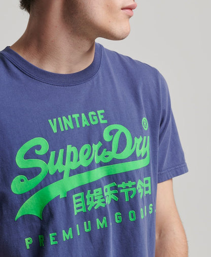 Superdry Vintage Logo Neon T-Shirt - Frontier Blue