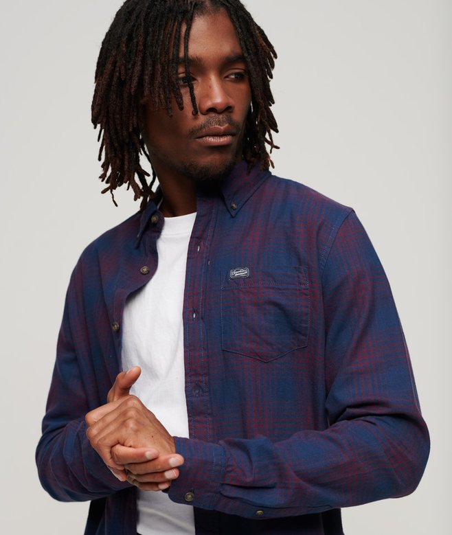 Superdry Vintage Check Shirt - Navy Port Ombre