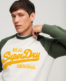 Superdry Athletic Vintage Logo Raglan Sweatshirt - Glacier Grey Marl/Khaki Jasper