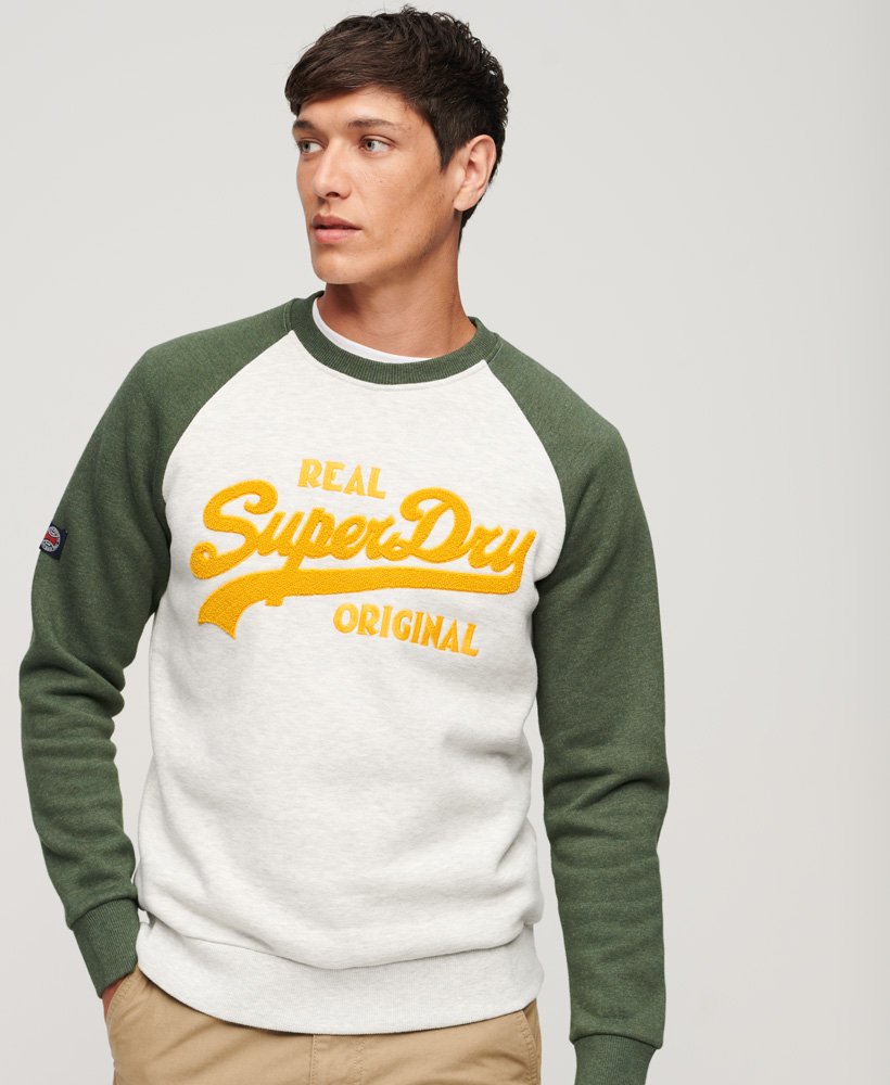 Superdry Athletic Vintage Logo Raglan Sweatshirt - Glacier Grey Marl/Khaki Jasper