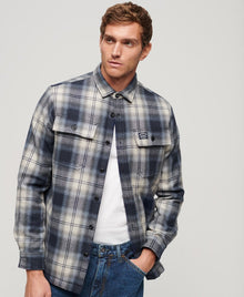 Superdry Wool Miller Overshirt - Roderick Check Dark Blue