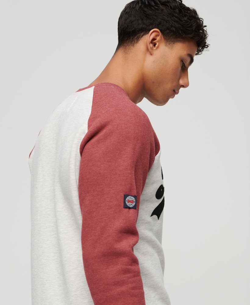 Superdry Athletic Vintage Logo Raglan Sweatshirt - Glacier Grey Marl/Rhubarb Marl