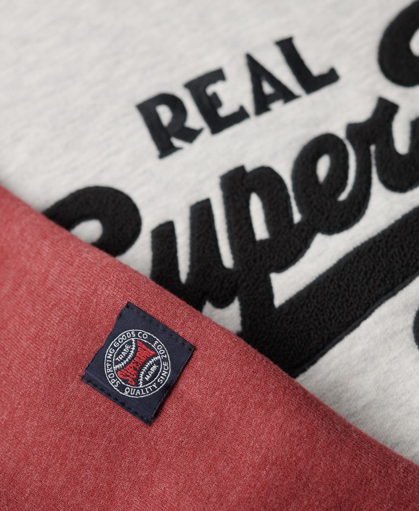 Superdry Athletic Vintage Logo Raglan Sweatshirt - Glacier Grey Marl/Rhubarb Marl