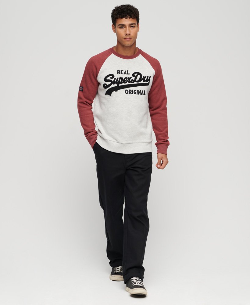 Superdry Athletic Vintage Logo Raglan Sweatshirt - Glacier Grey Marl/Rhubarb Marl