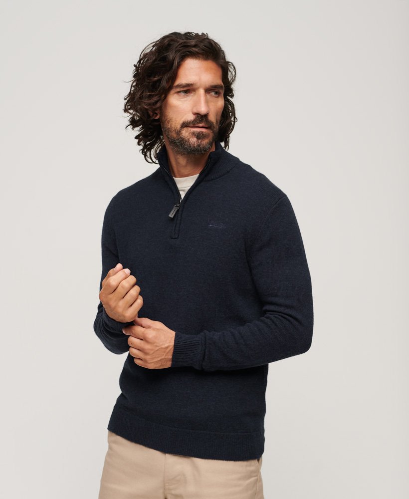 Mens navy half outlet zip sweater