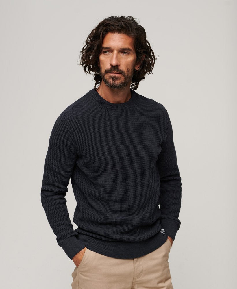 Superdry Textured Crew Knit Jumper - Eclipse Navy Heather