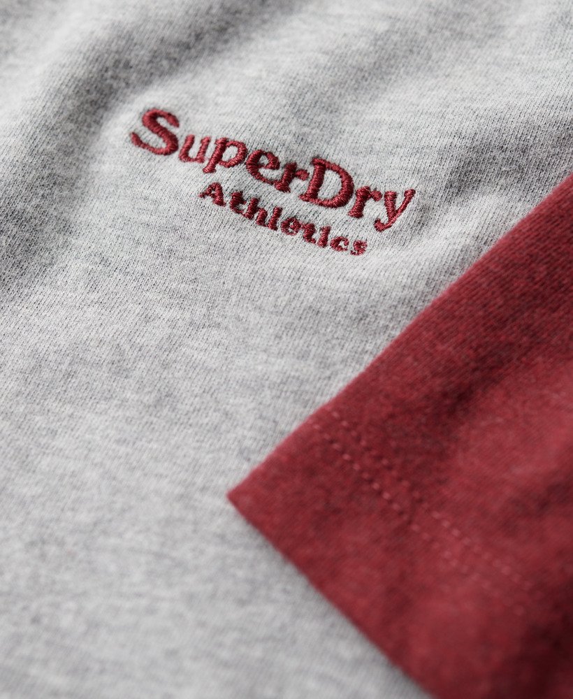 Superdry Organic Cotton Essential Logo Baseball T-Shirt - Grey Marl/Vintage Red Marl