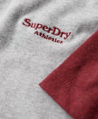 Superdry Organic Cotton Essential Logo Baseball T-Shirt - Grey Marl/Vintage Red Marl