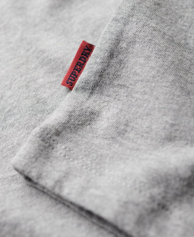 Superdry Organic Cotton Essential Logo Baseball T-Shirt - Grey Marl/Vintage Red Marl