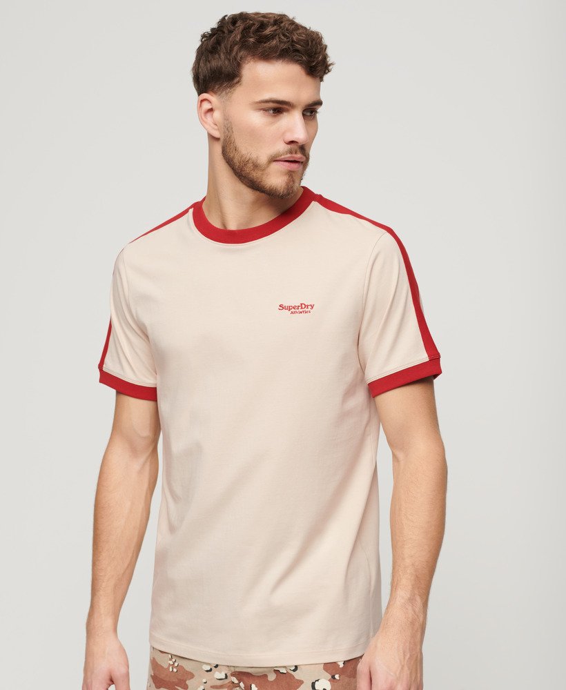 Superdry Cotton Essential Logo Retro T-Shirt - Oatmeal/Chilli Pepper Red