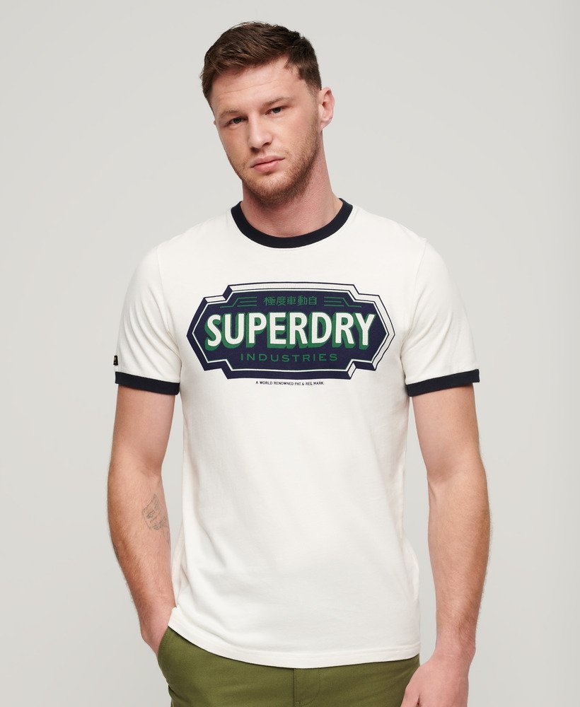 Superdry Ringer Workwear Graphic T-Shirt - Winter White/Eclipse Navy