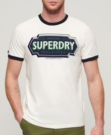 Superdry Ringer Workwear Graphic T-Shirt - Winter White/Eclipse Navy