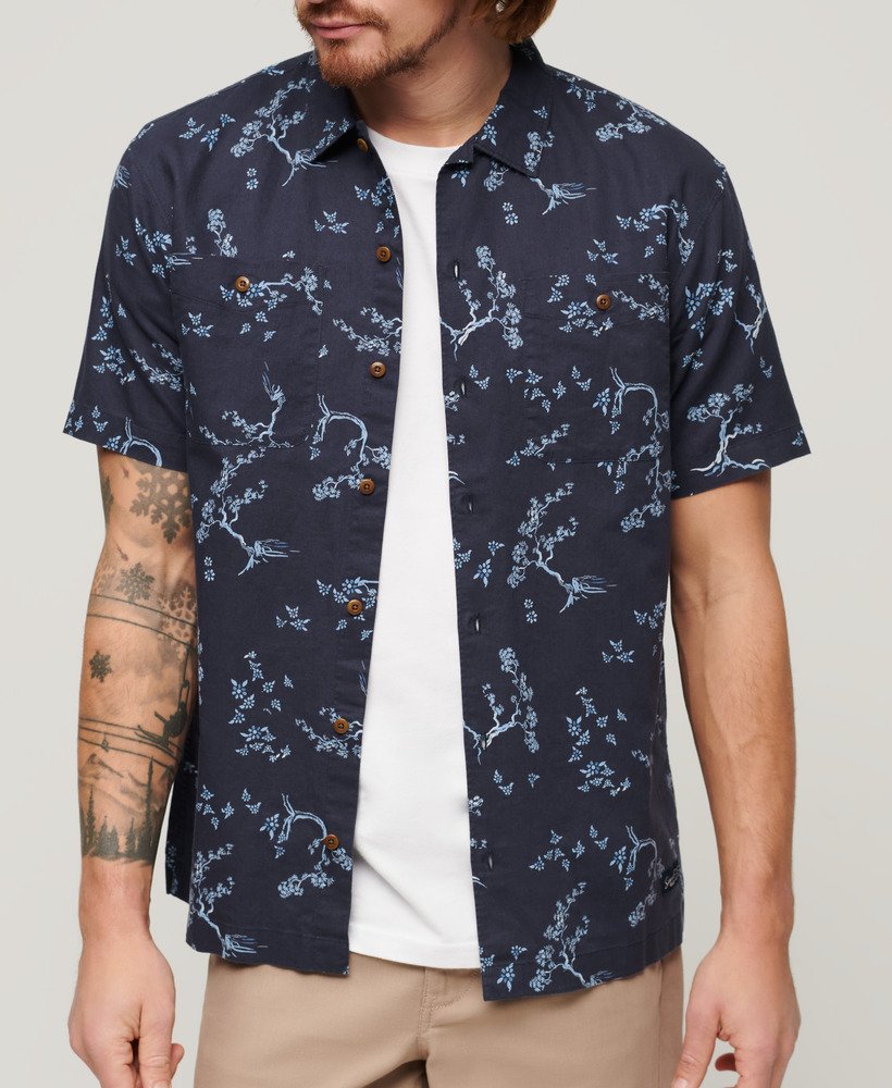Superdry Short Sleeve Beach Shirt - Indigo Floral
