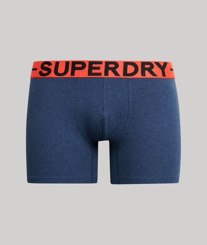 Superdry Organic Cotton Boxer Double Pack - Dark Indigo/Blue Marl