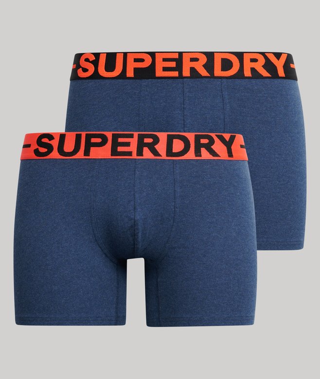 Superdry Organic Cotton Boxer Double Pack - Dark Indigo/Blue Marl