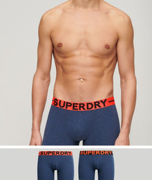 Superdry Organic Cotton Boxer Double Pack - Dark Indigo/Blue Marl