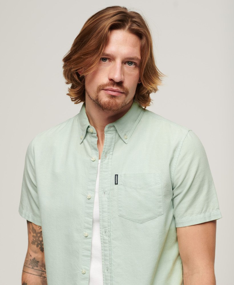 Superdry Organic Cotton Vintage Oxford Short Sleeve Shirt - Light Green