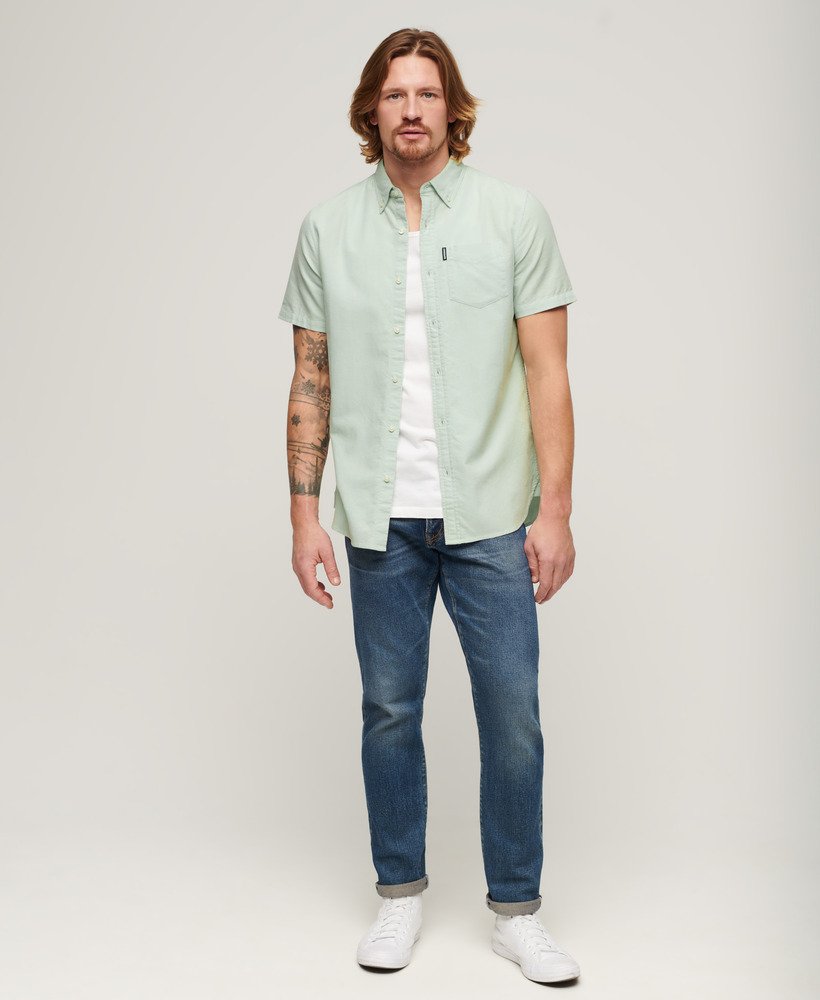 Superdry Organic Cotton Vintage Oxford Short Sleeve Shirt - Light Green