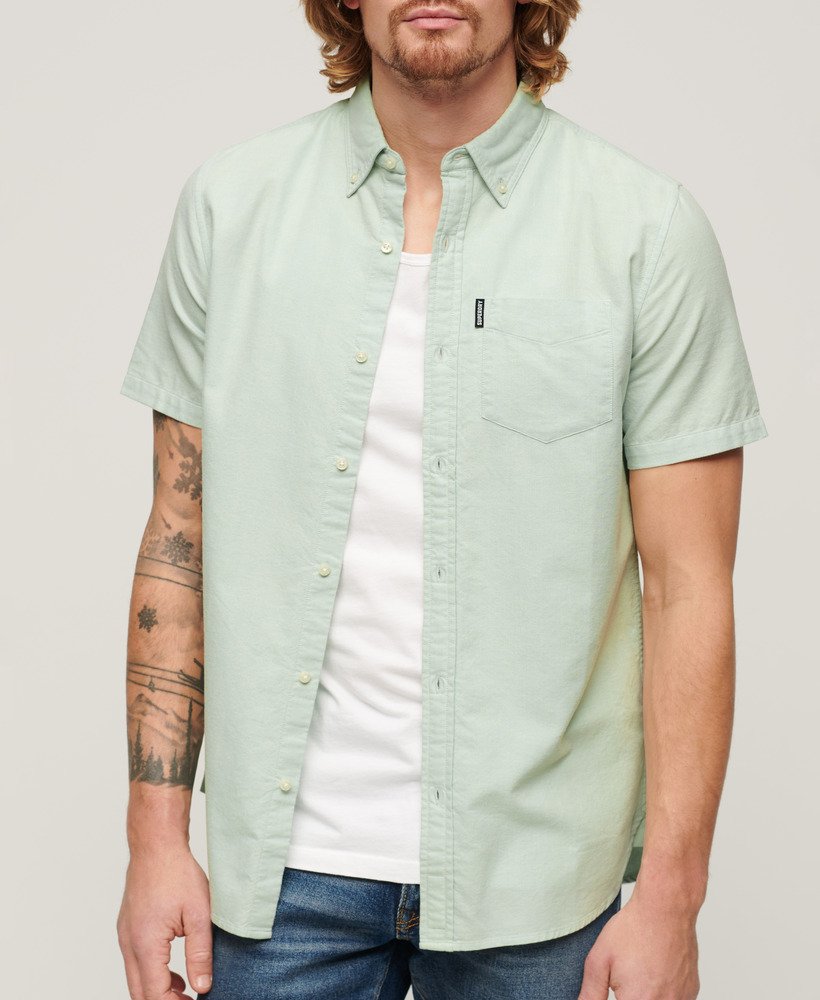 Superdry Organic Cotton Vintage Oxford Short Sleeve Shirt - Light Green