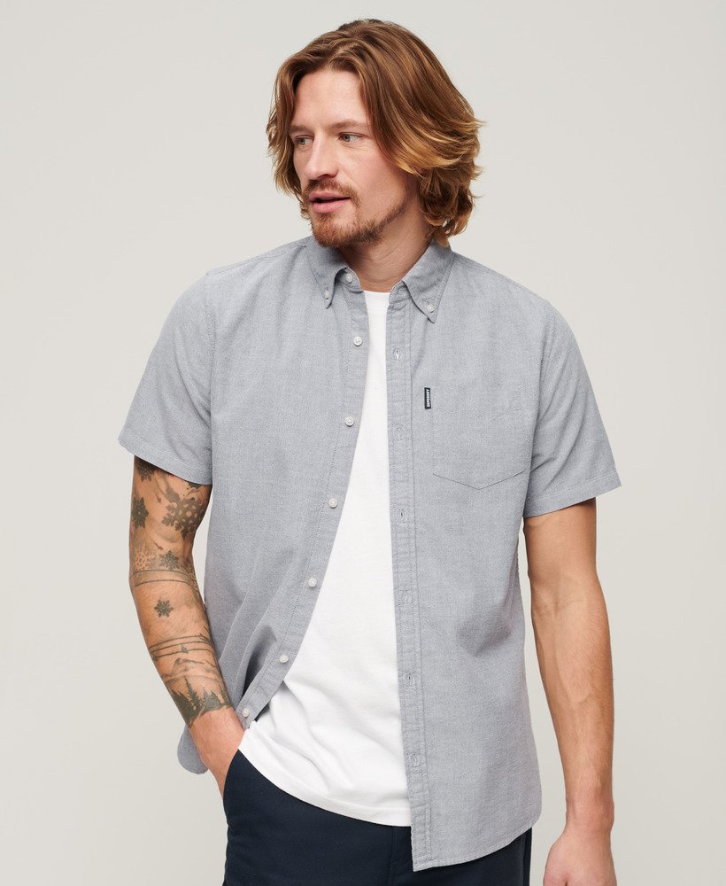 Superdry Organic Cotton Vintage Oxford Short Sleeve Shirt - Navy