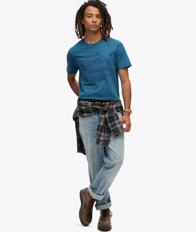 Superdry Embossed Vintage Logo Graphic T-Shirt - Charred Teal Grit