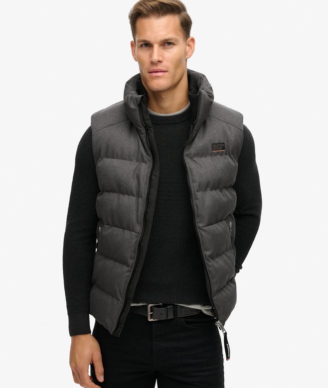 Superdry Sports Puffer Tweed Gilet - Grey Marl